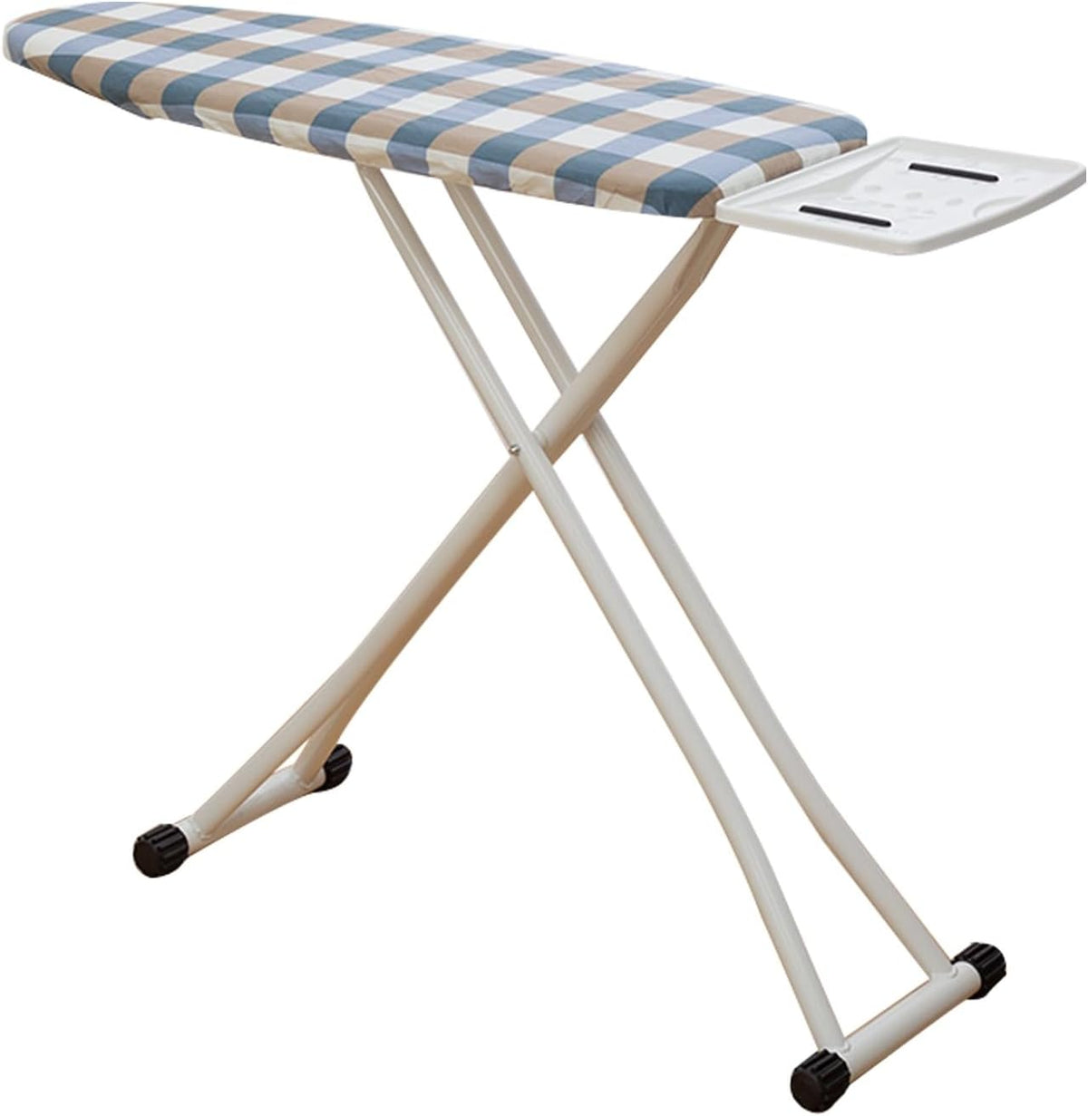 La table de repassage dispose d'un support pour le fer et d'une partie textile en coton