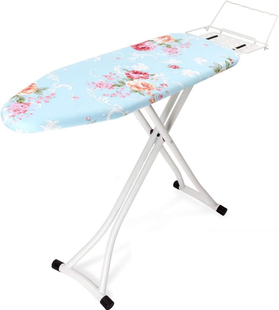 Cette table de repassage avec un revetement en coton, avec un support pour le fer