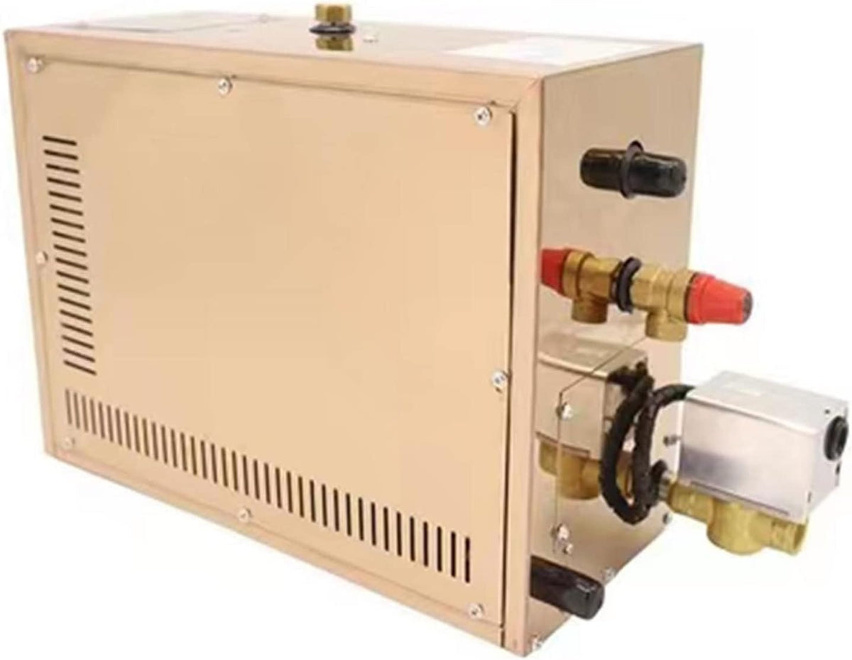 Ce generateur de vapeur pour bain a structure metallique en coloris beige