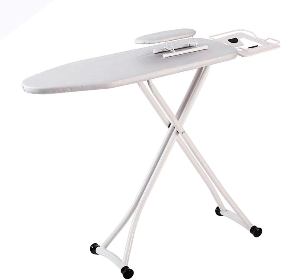 Cette table de repassage comporte une partie textile en coton