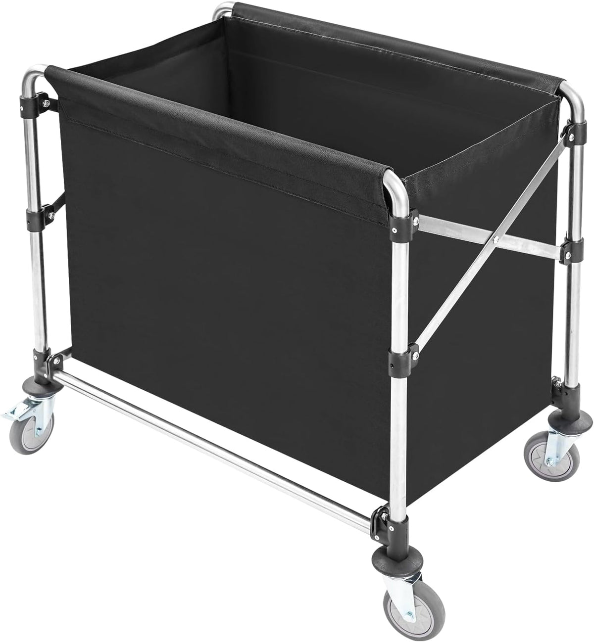 Ce chariot a linge reunit des elements metalliques et des roulettes