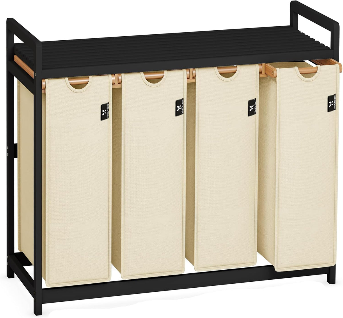 Le trieur a linge combine des elements en bois avec un sac amovible
