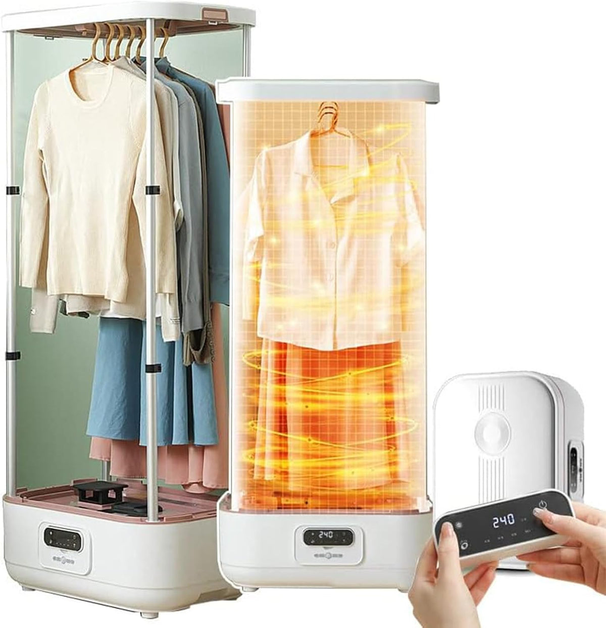 Ce mannequin de repassage au format peu encombrant en coloris beige et blanc